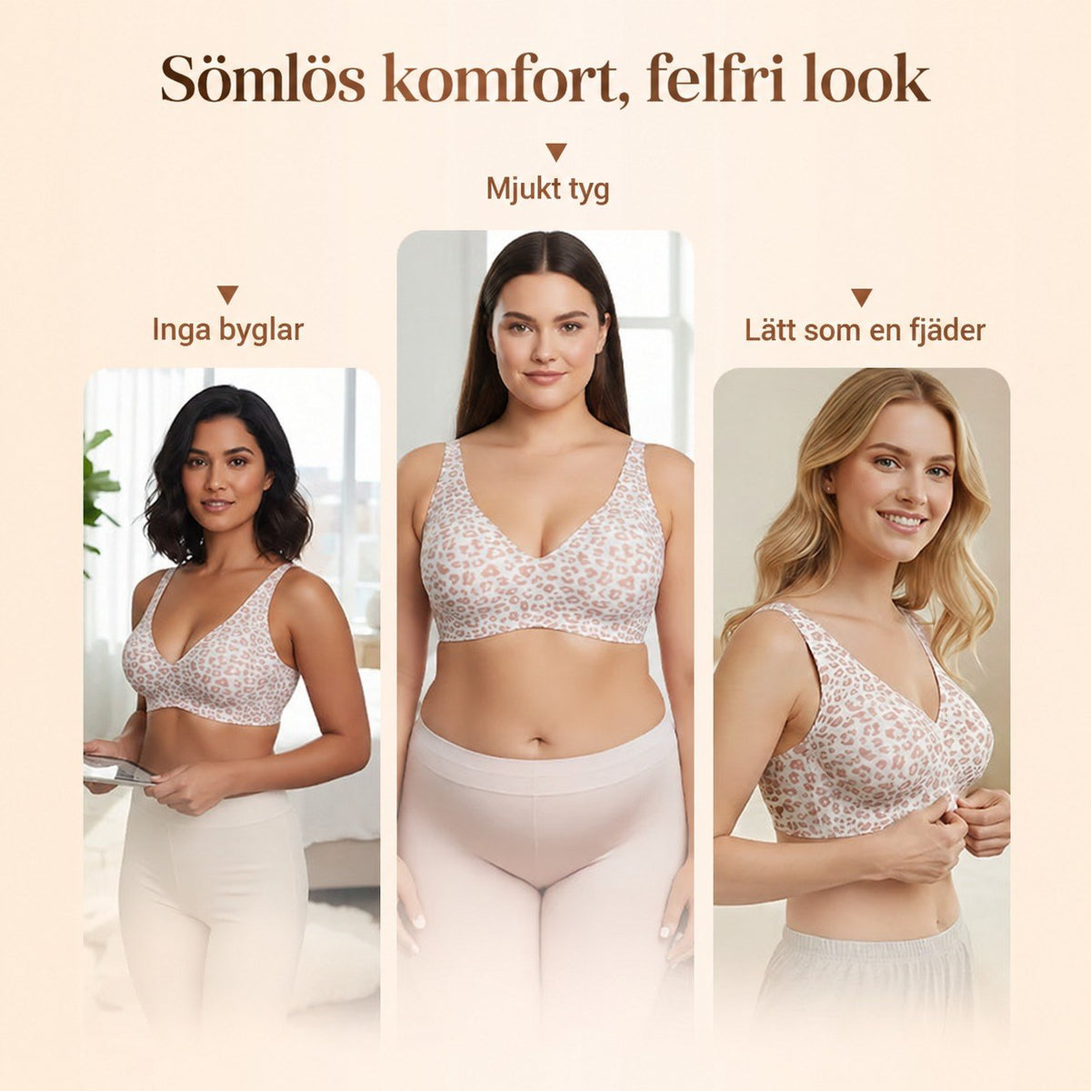 FriLift | Sömlös bygelfri BH med naturligt lyft