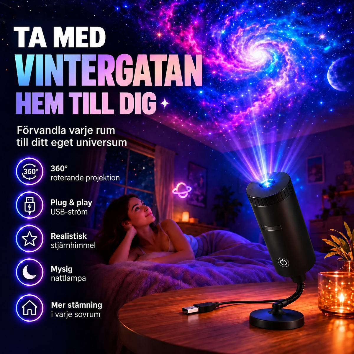 SkyTak | HD-stämningsprojektor med motiv för taket
