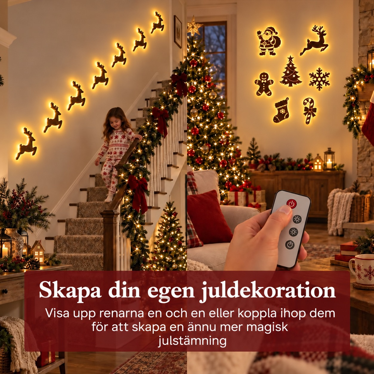 JulGlow | LED-väggdekorationer för jul i set om 7