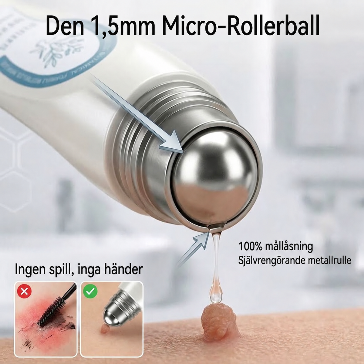 HudRoll | Roll-on serum mot vårtor och hudflikar, 15 ml