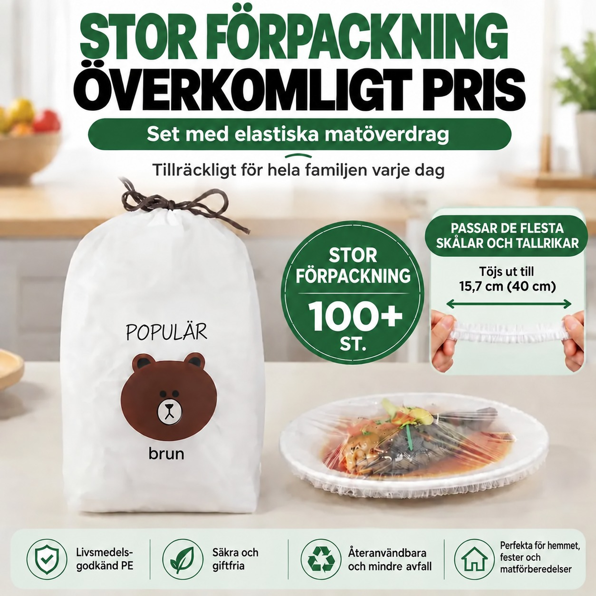 MatWrap | Elastiska matlock, 100-pack