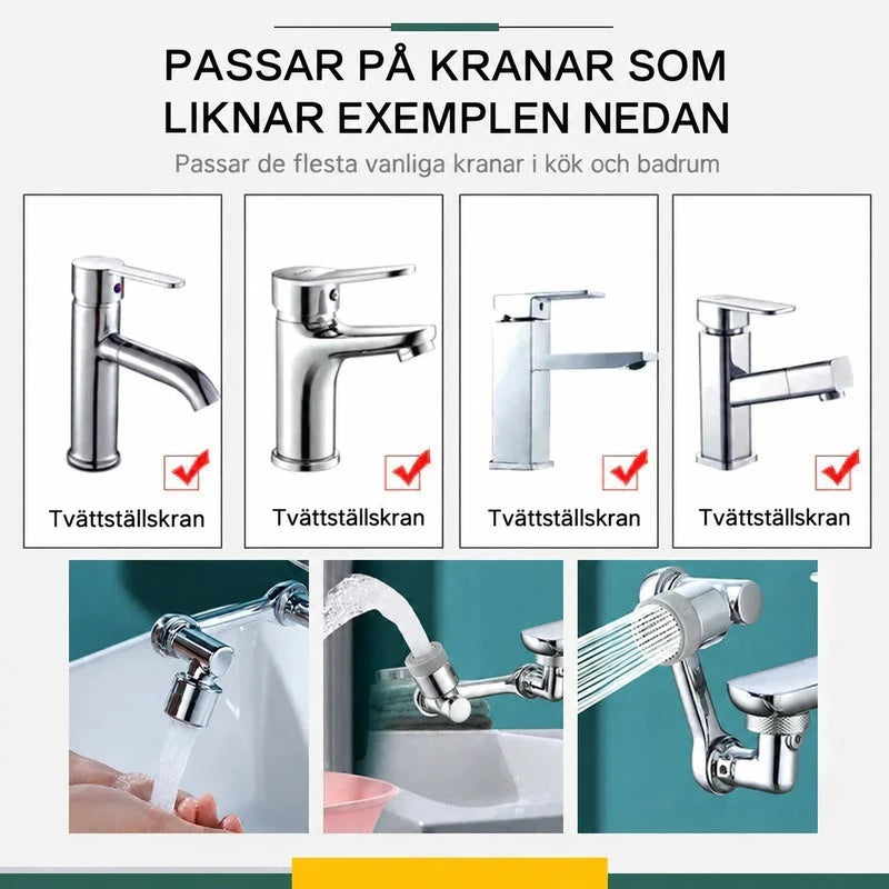SnurrFlow | Roterbar kranförlängare 1080° med 2 strållägen